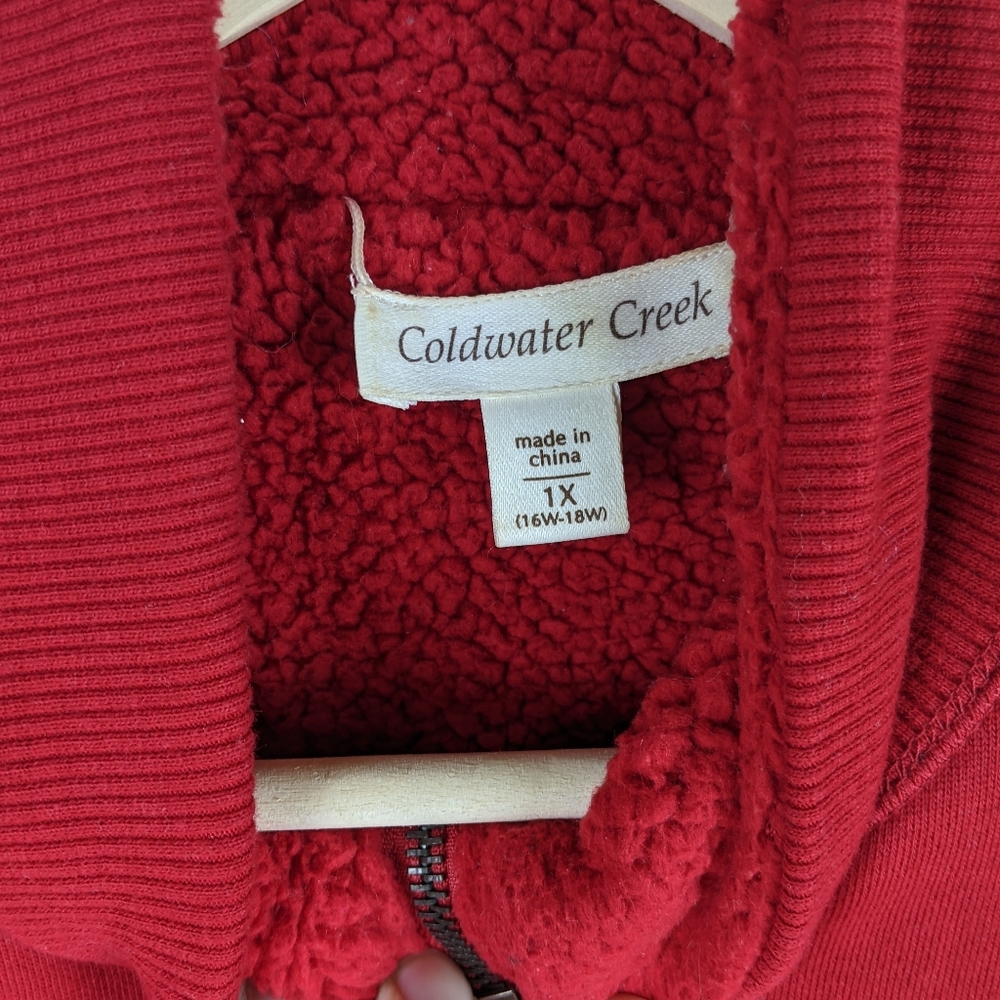 Coldwater Creek Red Fleece Zip-up Sleeveless Vest - Picture 2 of 4